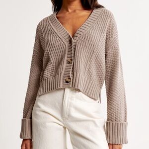 Abercrombie & Fitch seed stitch cardigan in brown